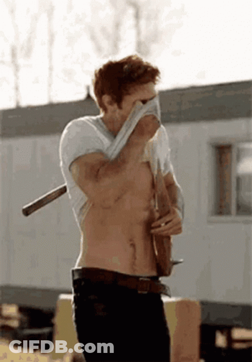 Young Plumber Flexing His Abs GIF