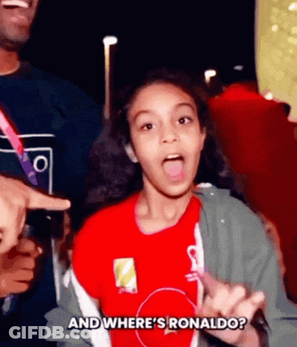 Young Red Shirt Girl Asking Where's Ronaldo? GIF