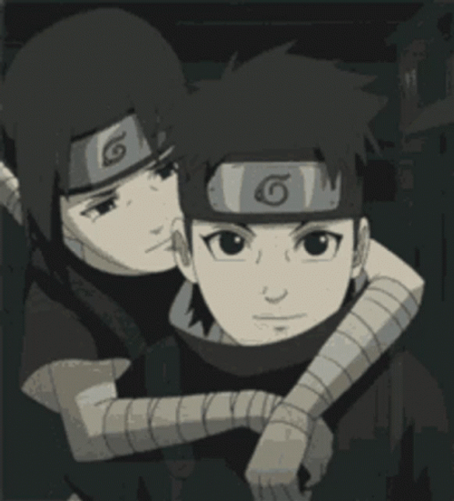 Young Uchiha Shisui Carrying Uchiha Itachi GIF