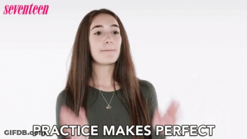 Young Woman Gesturing Practice Makes Perfect GIF