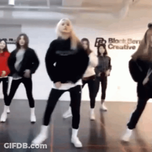 Young Women Dancing With Block Service Creative Sign GIF
