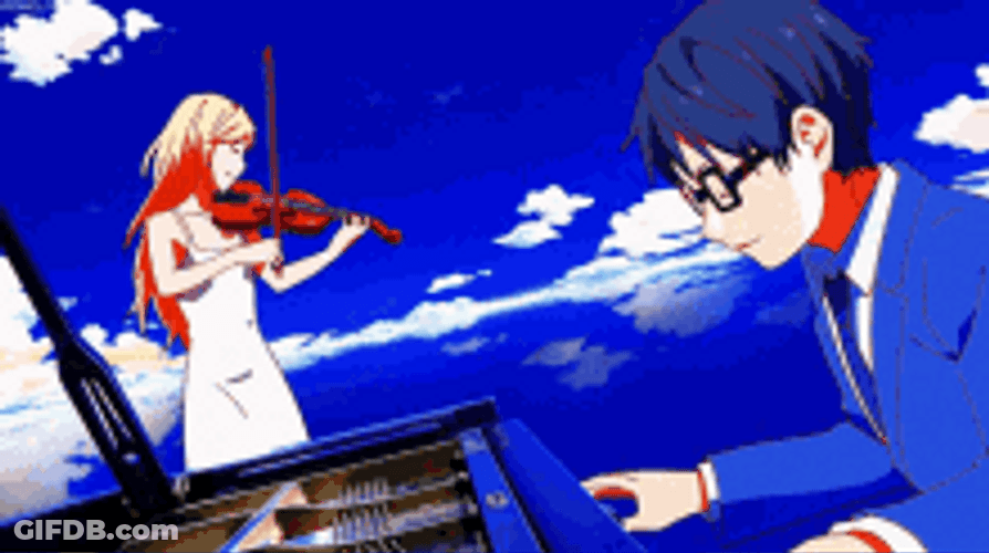 Your Lie In April Kaori Kosei Playing Instruments GIF