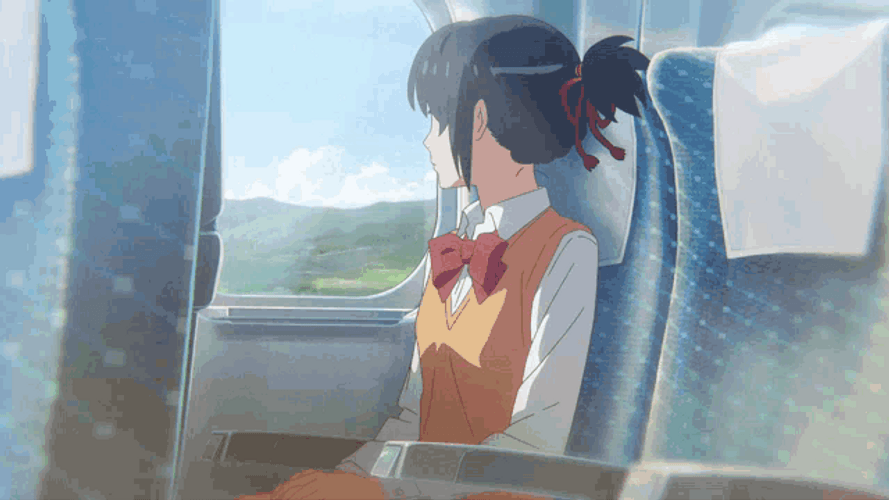 Your Name Sad Mitsuhi Train Ride GIF