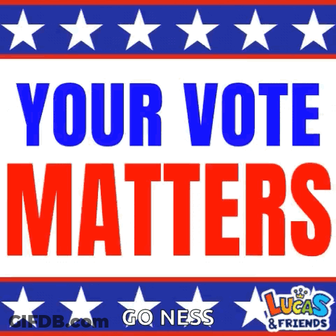 Your Vote Matters Sign With Lucas And Friends GIF