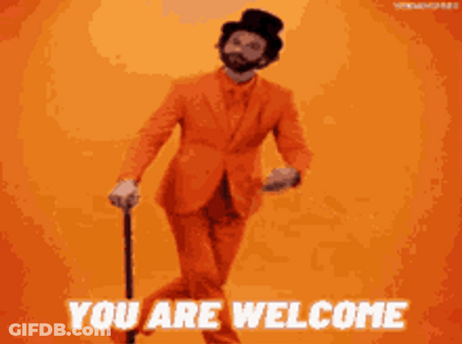 Youre Welcome Bow Orange Suit Guy GIF