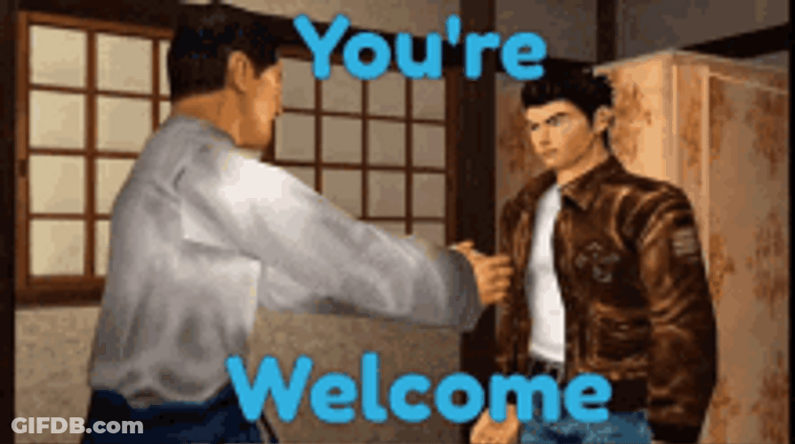 Youre Welcome Handshake Shenmue I GIF