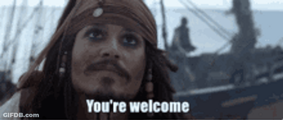 Youre Welcome Sarcastic Johnny Depp Jack Sparrow GIF
