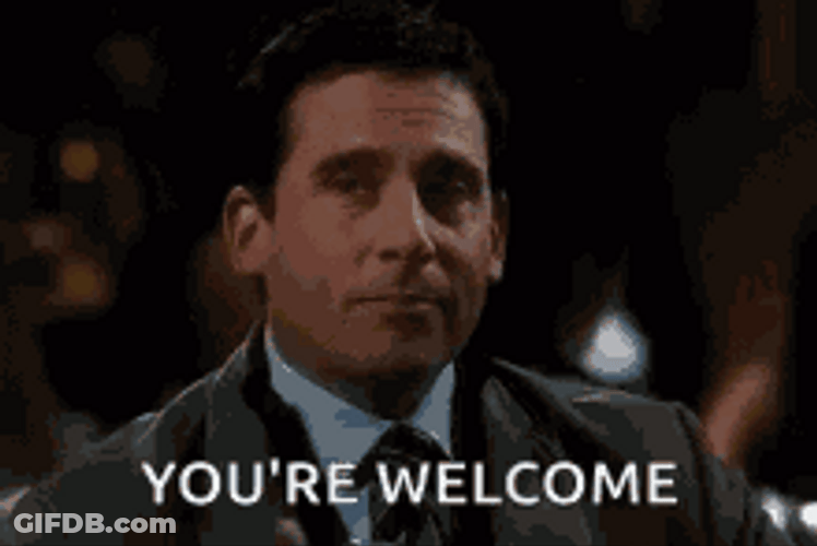 Youre Welcome Wink Pointing Steve Carell GIF