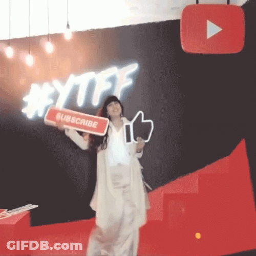 Youtuber Dancing While Holding Subscribe Button GIF