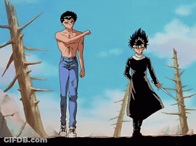 Yu Yu Hakusho Hiei Walking With  Topless Anime GIF
