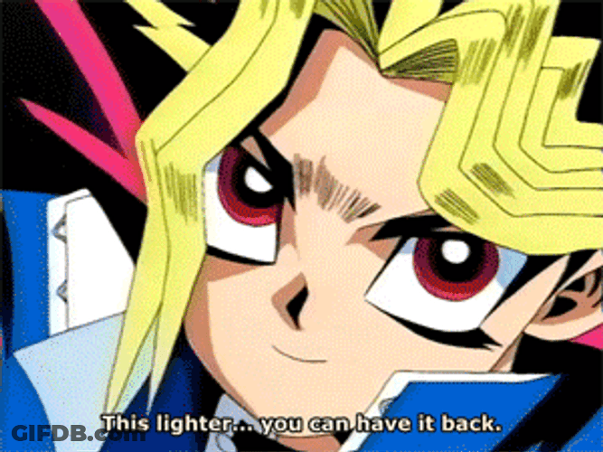 Yugioh Yami Dropping His Lighter GIF