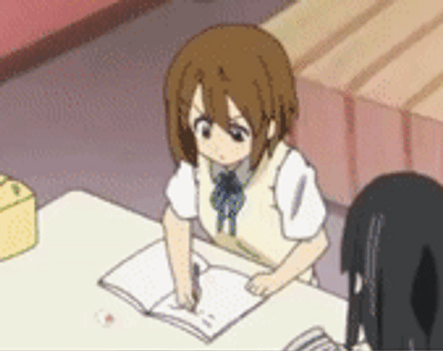 Yui Hirasawa Multitasking Homework GIF
