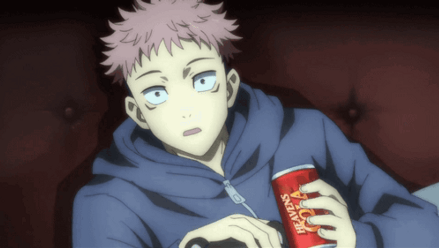 Yuji Drinking Cola Alone GIF