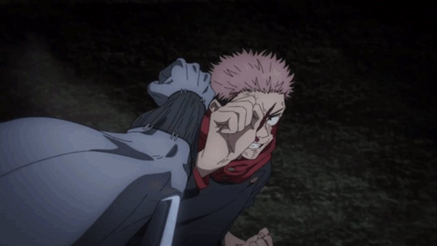 Yuji Punches Itadori GIF