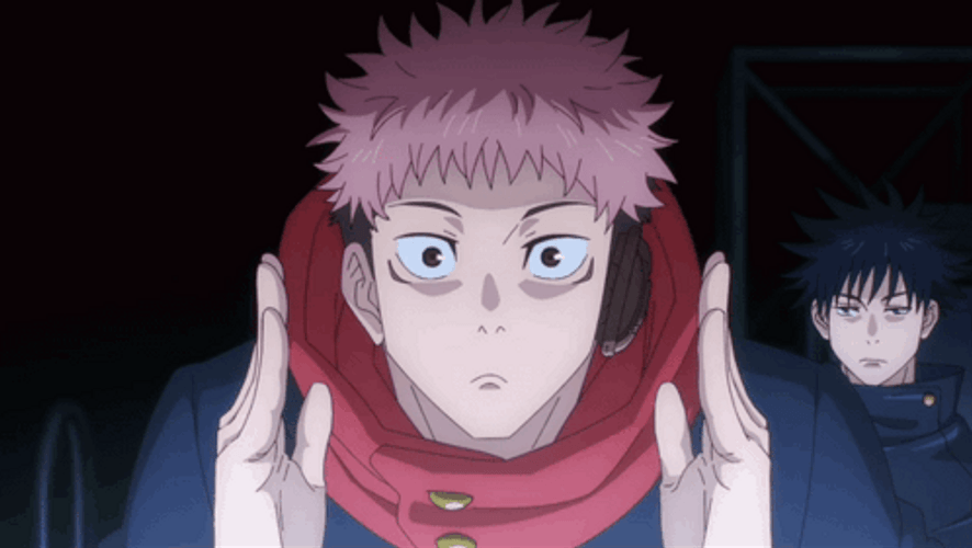 Yuji Staring Eyes With Up And Down Hands GIF