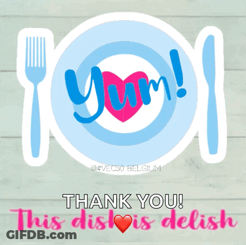 Yum Plate With Thank You GIF