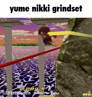 Yume Nikki Grindset Skateboarder Doing Trick GIF
