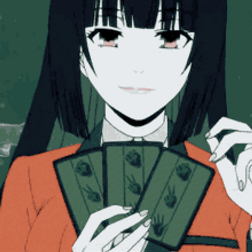 Yumeko Holding Cards GIF