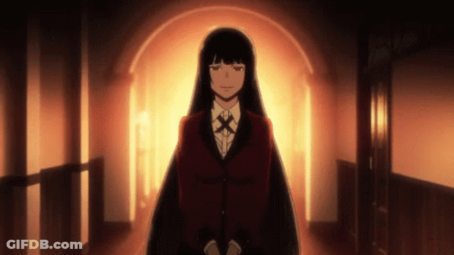 Yumeko Jabami Walking With Crazy Eyes GIF
