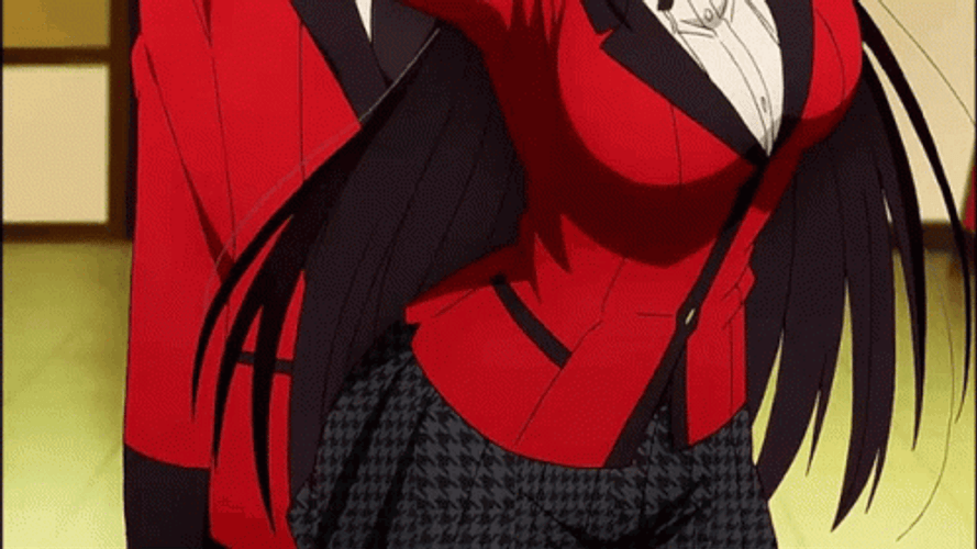 Yumeko Jabami With Kaede Manyuda On Her Back GIF