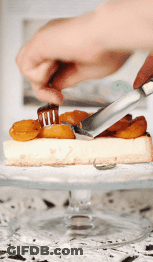 Yummy Peach Cobbler Dessert Sliced GIF