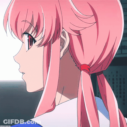 Yuno Gasai Anime Blushing Head Down GIF