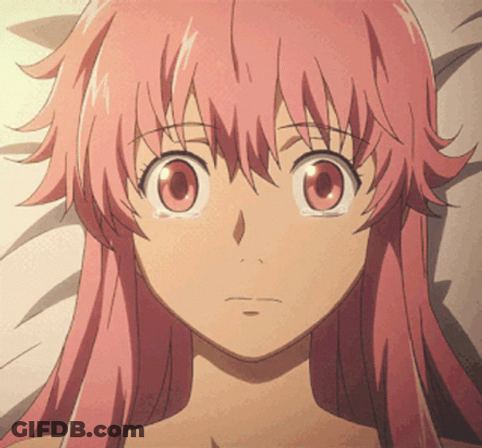 Yuno Gasai Anime Crying While Lying GIF