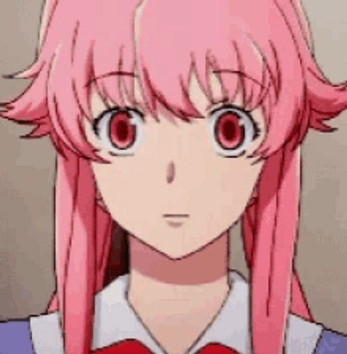 Yuno Gasai Anime Future Diary Pink Hair Blink GIF