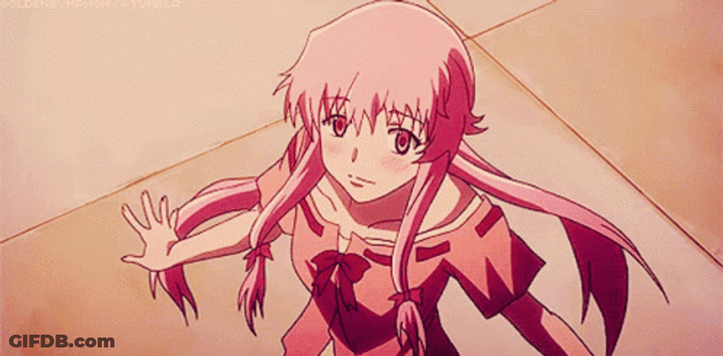 Yuno Gasai Anime Happily Looking Around GIF