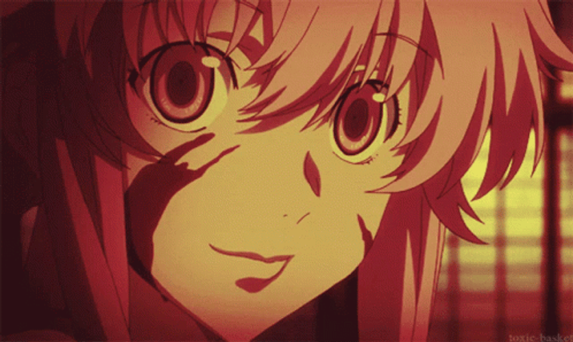 Yuno Gasai Anime Happily Smiling GIF
