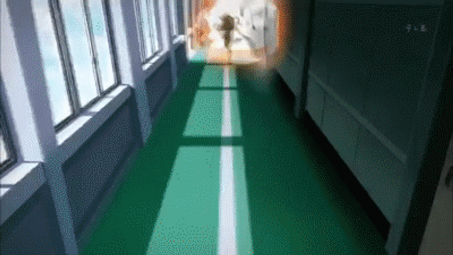 Yuno Gasai Anime Running Away From Fire GIF