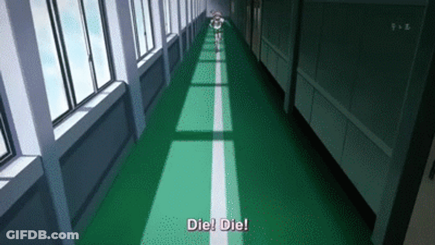 Yuno Gasai Anime Running Everyone Die GIF