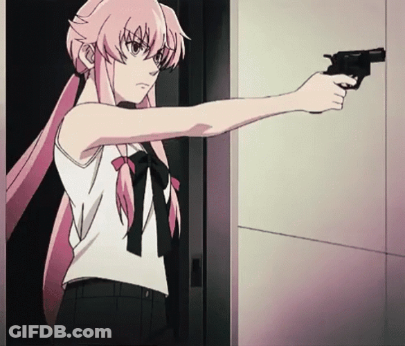Yuno Gasai Anime Seriously Shooting GIF
