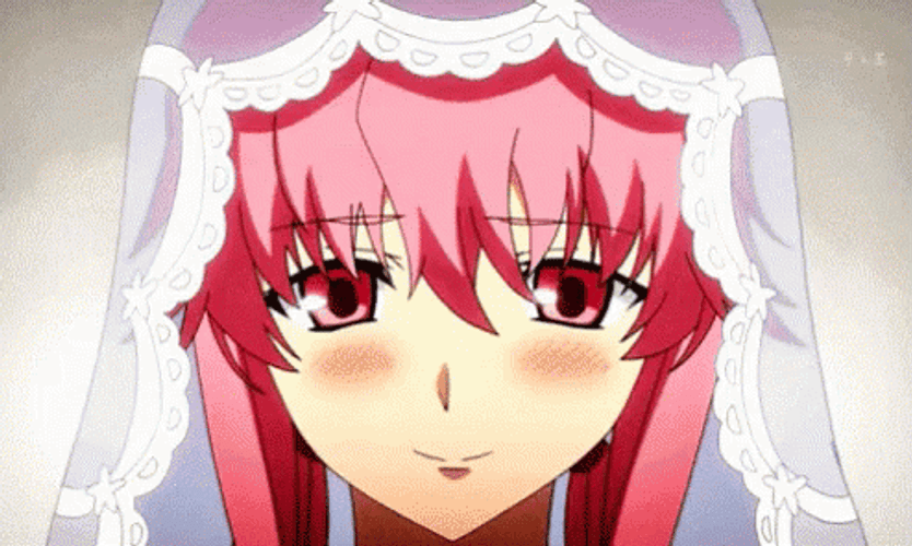 Yuno Gasai Anime Shyly Smiling And Blushing GIF