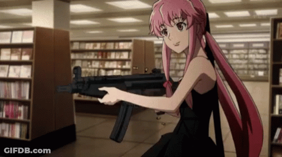 Yuno Gasai Machine Gun GIF