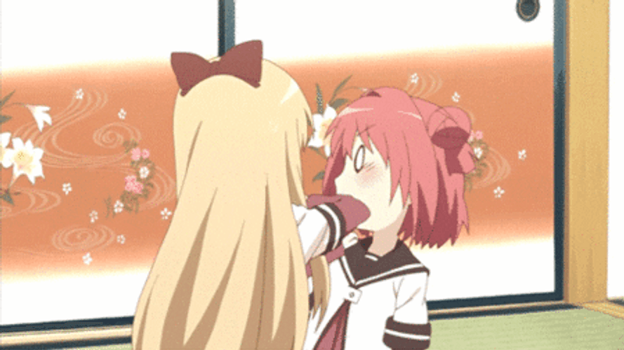 YuruYuri Akari Kyoko Anime Slap GIF