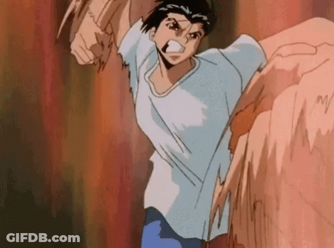 Yusuke Fighting Yu Yu Hakusho GIF