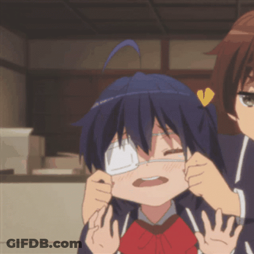 Yuuta Pinches Rikka's Cute Face GIF