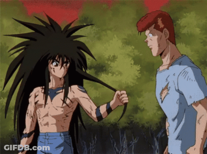 Yuyu Hakusho Long Hair Yusuke GIF