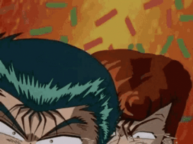 YuYu Hakusho Yusuke Urameshi And Kazuma Kuwabara Anime Laughing GIF