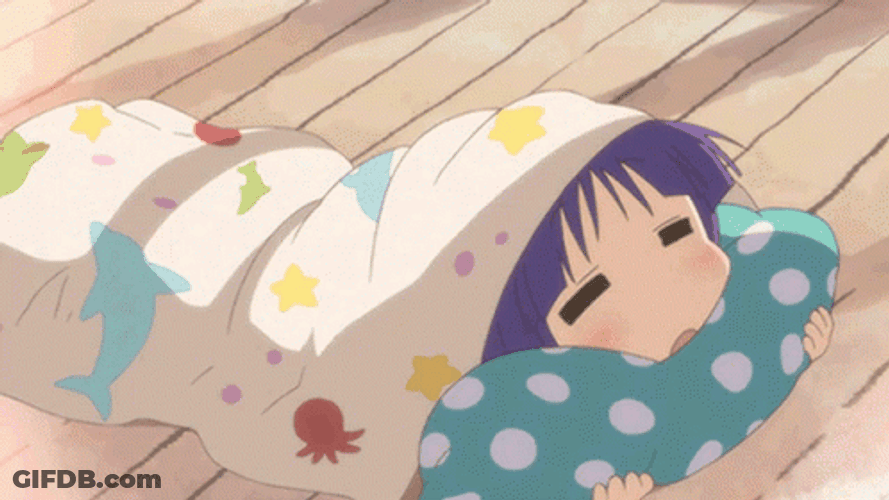Yuyushiki Anime Sleeping On The Floor GIF