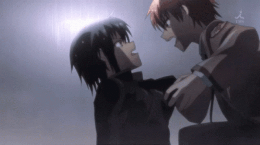 Yuzuri Hugging Ayato In Angel Beats GIF