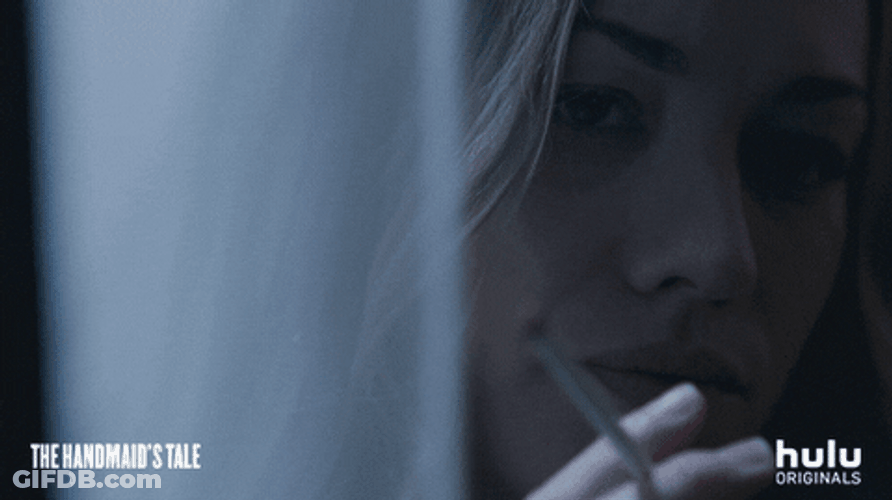 Yvonne Strahovski Handmaid's Tale Smoking GIF
