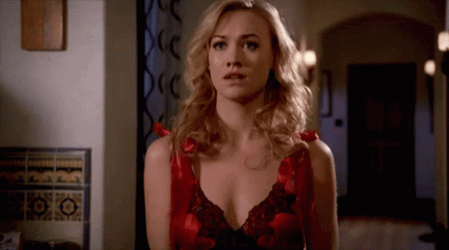 Yvonne Strahovski Hot Angel Outfit Busted GIF