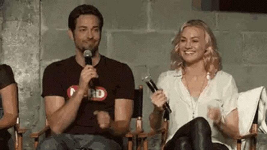 Yvonne Strahovski Zachary Levi Happy Dance GIF