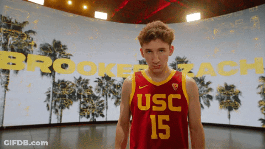 Zach Brooker Usc Player Crossing Arms For Pose GIF