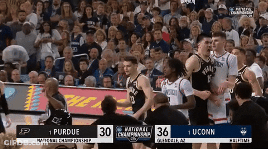 Zach Edey Screaming National Championship Game GIF