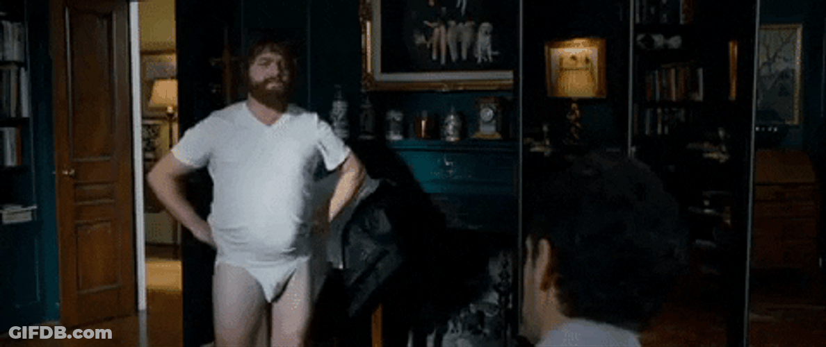 Zach Galifianakis Wearing Brief Looking For Mr Chow GIF