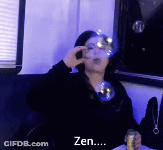 Zen Blowing Bubbles Lady Meditation GIF