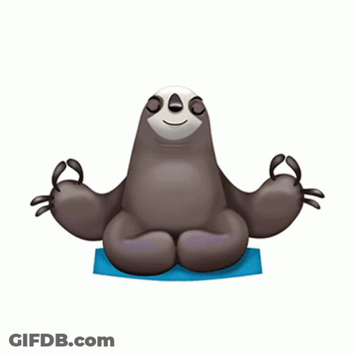 Zen Cute Sloth Meditation GIF
